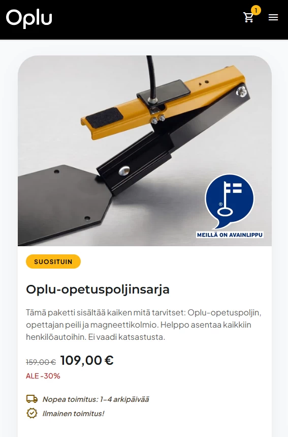 Oplu-opetuspoljinsarja -tuotekortti