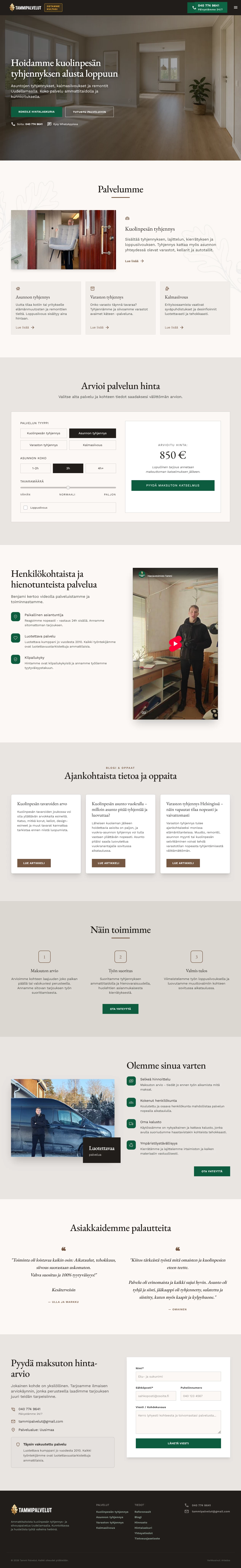 Tammipalvelut.fi etusivu